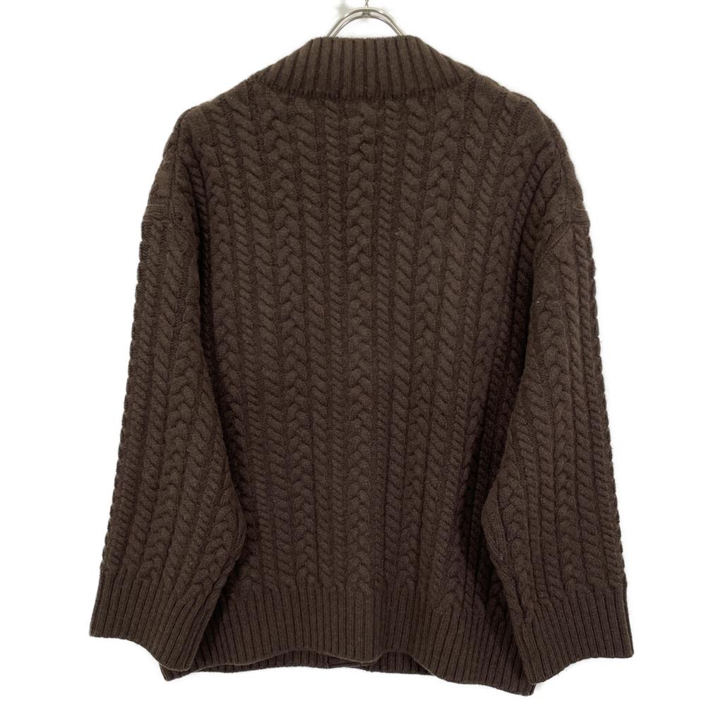Yori Brown 100% Wool Shell Button Cable Knit Cardigan Tops Brown 36Used