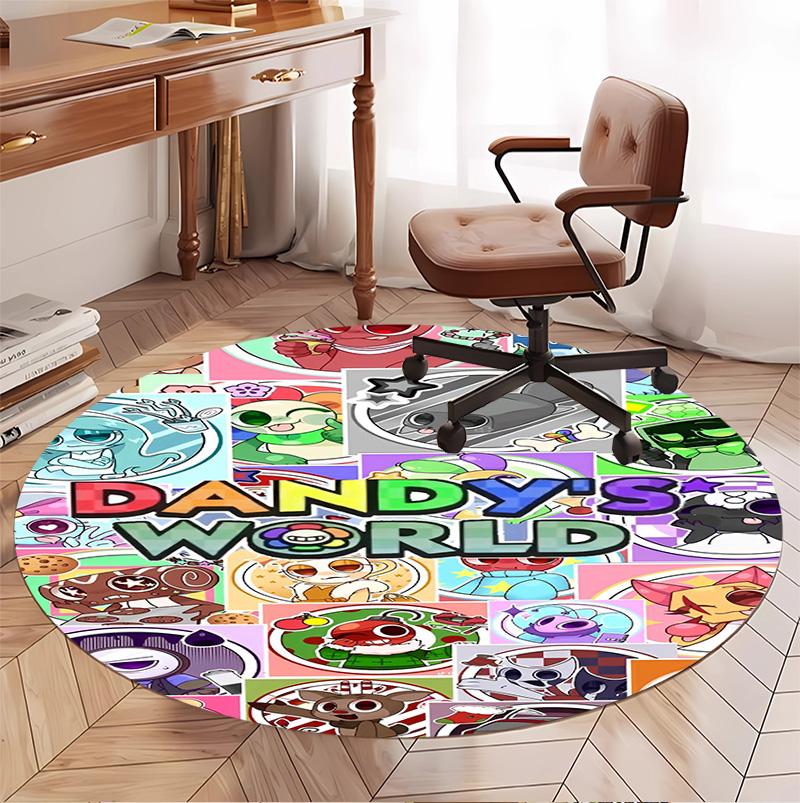 Dandy's World Pattern Round Rug, Indoor/Outdoor Mat, for Picnic, Gameroom, Bedroom, Office, Living Room, Home Decor Carpet, Birthday Gift