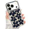 Black Rose Floral Pattern Case For iPhone 17 Pro Max Plating Lens Frame Clear Soft Cover For iPhone 16 15 14 13 Pro Max 11 16E 17E