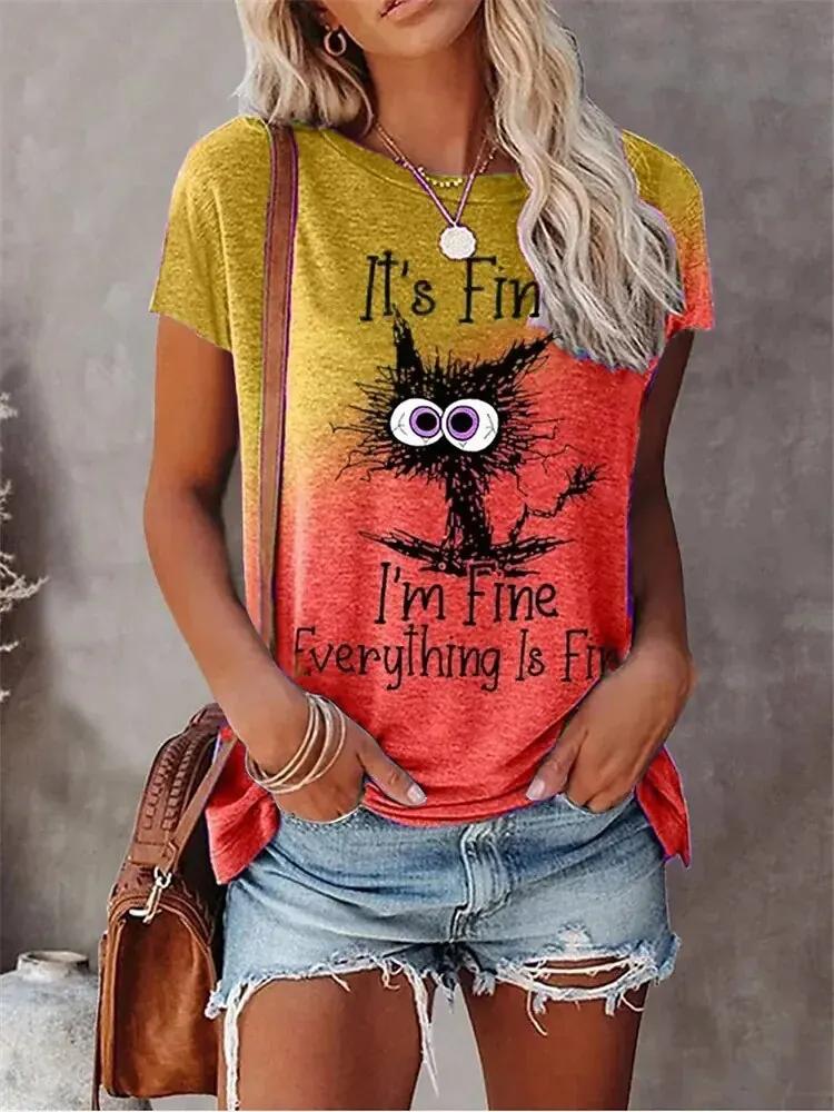 3D Print T-shirts Women Streetwear Summer Cartoon Cats Fine  Casual Fashion Short Sleeve T Shirt O-neck Tees Tops Clothing