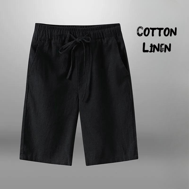 Herren Shorts für Männer Baumwolle Leinen Lässige Atmungsaktive Strandshorts Kurze Jogginghose für Herren Urlaub Fitnessstudio Basketball M schwarz