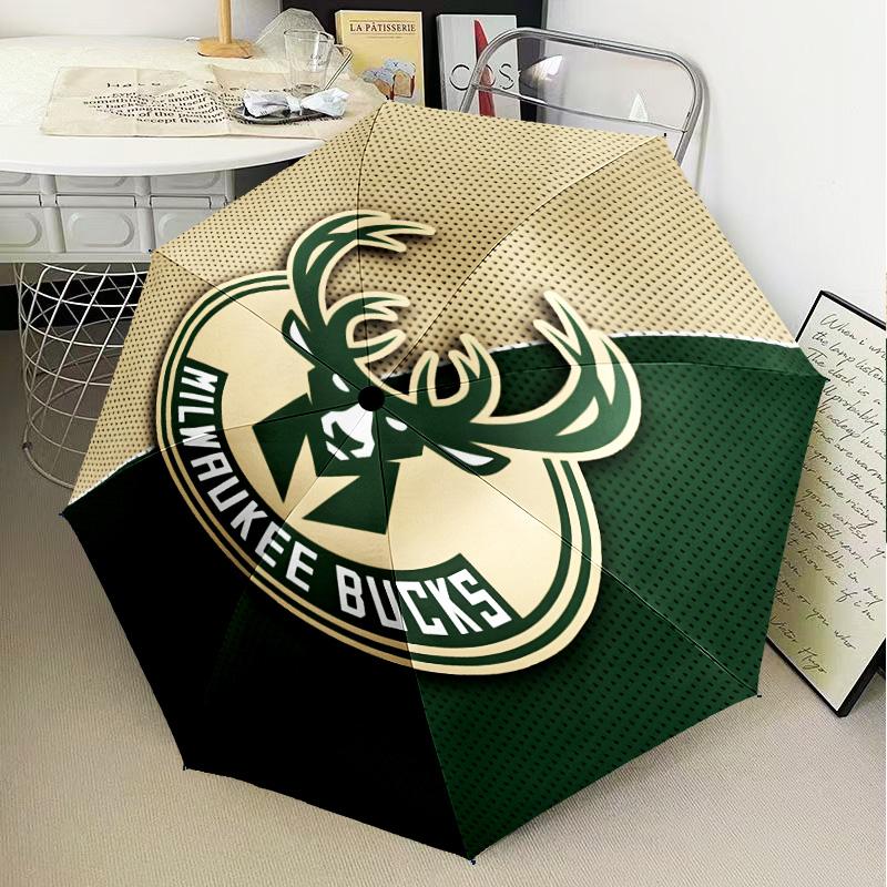 Bucks Team Logo Artwork Umbrella Folding Umbrella, Automatic Umbrella 8-Frame for Travel, Camping Use Gift for Halloween Christmas