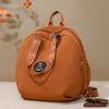 Women's Backpack Round Bag Large Capacity Travel Bag Solid Color Student Schoolbag