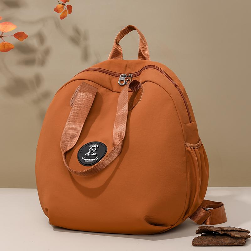 Women's Backpack Round Bag Large Capacity Travel Bag Solid Color Student Schoolbag