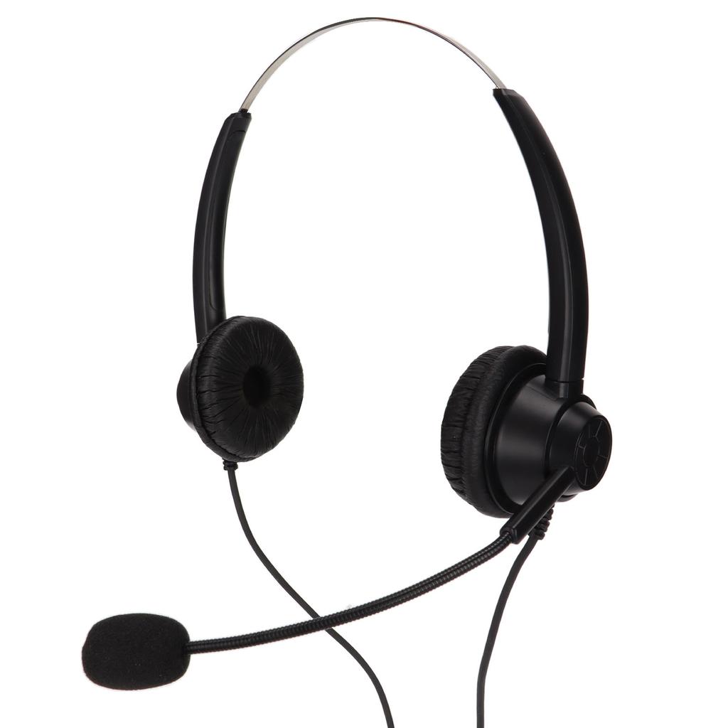 2.5mm Telephone Headset Binaural Noise Cancelling Call Center Earphone with Mic Mute for Business Cu