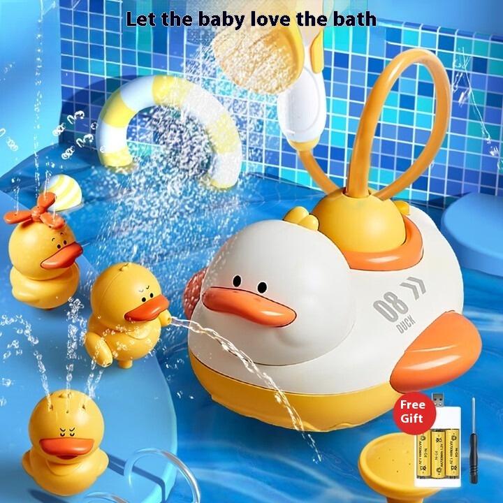 Baby Bath Toys, Children's Shower Electric Bath, Baby Bathroom Bath Bath Play Toys, Sealed Waterproof Little Yellow Duck 5-piece Set