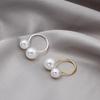 J588 Minimalist Double Pearl Open Ring for Women