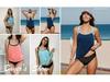 Sleeveless Solid Color Split Tankini - Women's Sexy Summer Beach Swimsuit Set