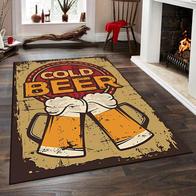 Cold Beer Cheers Design Rug Non-slip rug suitable for living room and bedroom sofas