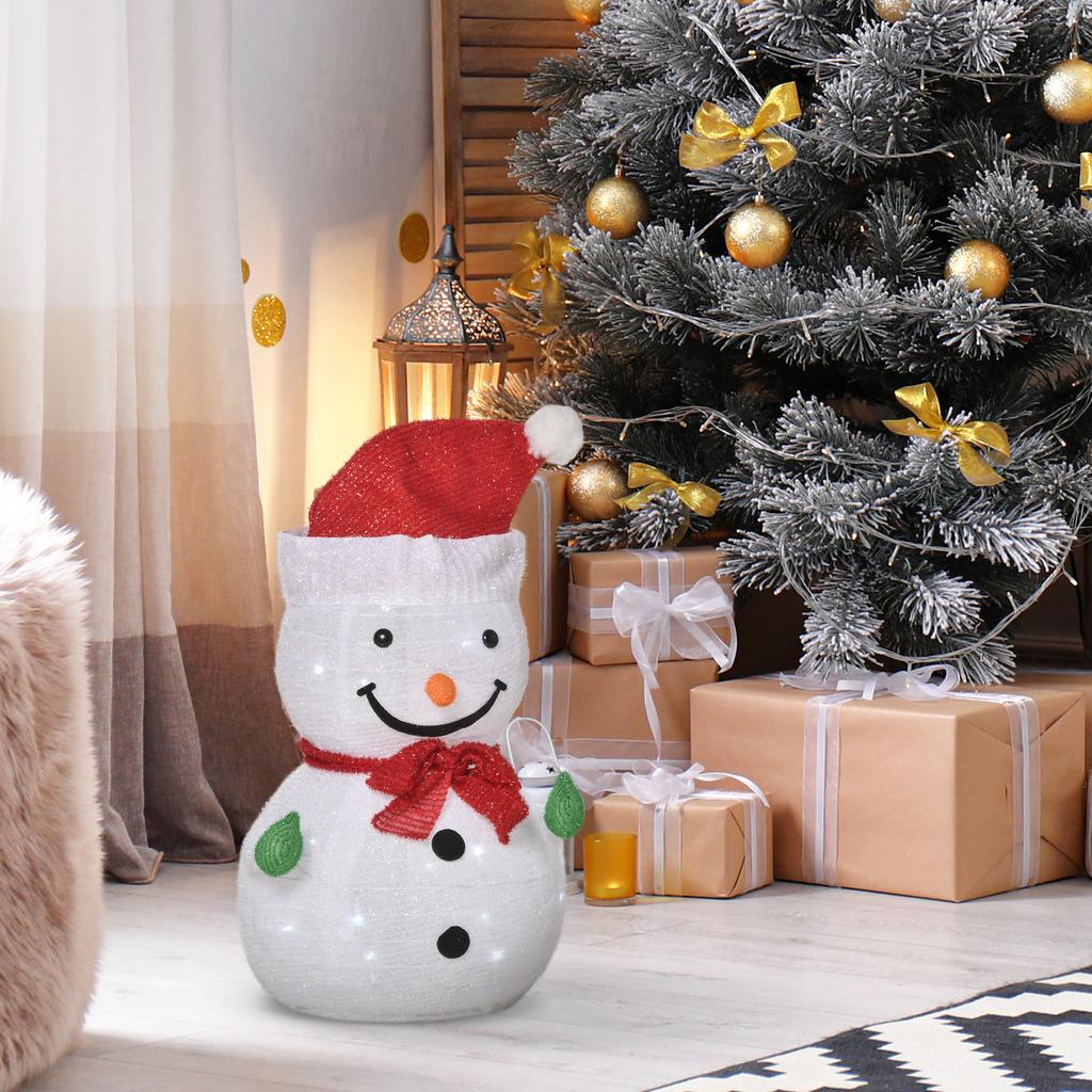 Christmas Decoration Snowman Outdoor. Christmas Decoration Christmas Light, Incl. LEDs, 30 Cm X 30 Cm X 51 Cm, Red+white
