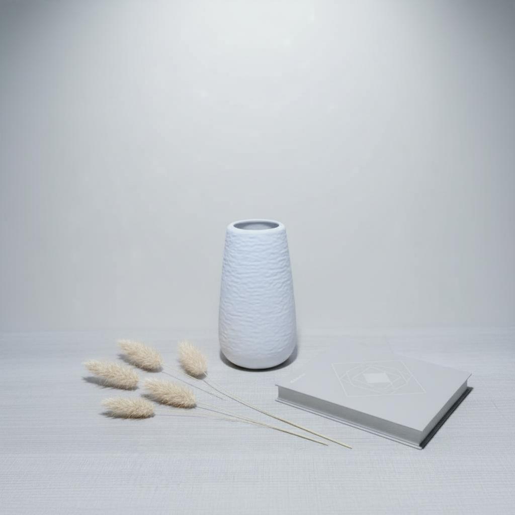 Modern Minimalist Vase Shatter-Resistant Minimalist Decorative Vase Textured Flower Holder Sturdy Lightweight for Dining Table