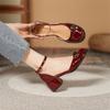 New Design Mary Jane Shoes Buckle Pumps Women Elegant Shallow Hollow Thick Heel Casual Shoes Ladies Office Party Leather Shoes