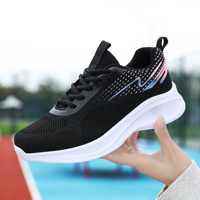 Breathale Casual Sneakers Women Knitted Lightweight Running Shoes Anti-slip Casual Sports Footwear for Jogging Walking Traveling