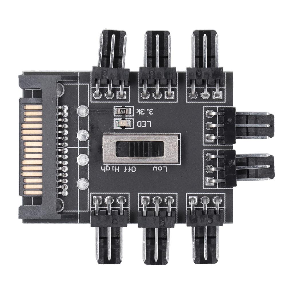 Computer Fan Hub Splitter 8‑Way Speed Controller 3 Pin Extension Cable SATA Interface