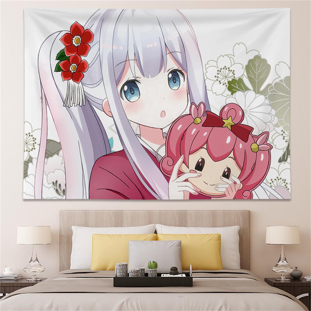 Anime Tapestry Kawaii Beautiful Girl Literature Room Decoration Wall Hanging Pink Tapestry Teen Room Background Wall Tapestry