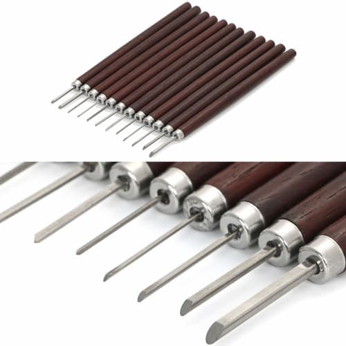 GiGant Ultra-Fine Pro Precision Carving Knives, 12-Piece Set, 1mm-4mm, 13mm, for Traditional Wood Carving, Olive Kernel Carving, and Carving (Pro12)
