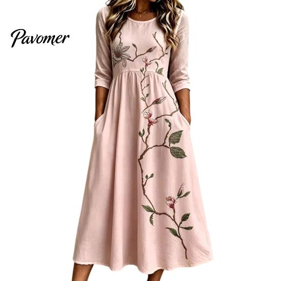 Fashionable Dresses with Cardigans Long Sleeve Bohemian Floral Maxi Dress for Women, Casual Vintage A Line Style Midi Waist Cinching Design, Slimming