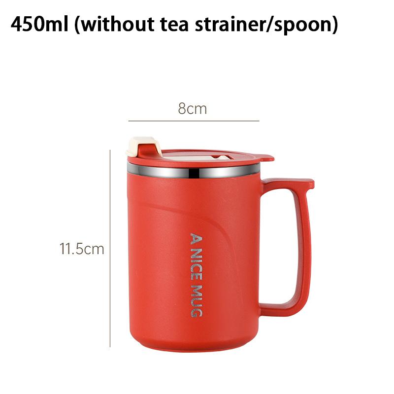 

Термокружка для кофе с ложкой, кружка из нержавеющей стали с двойными стенками для холодных напитков, воды, чая A6