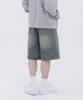 Akeusi Vintage Gewaschene Street Oversized Knielange Jeanshose Unisex (blau)