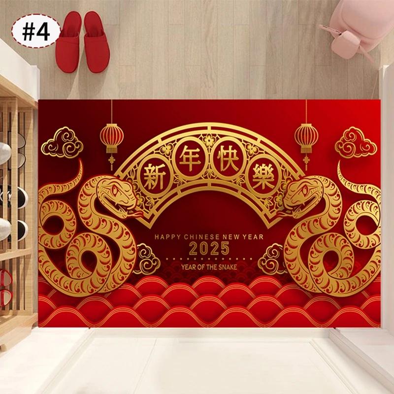 Year of the Snake Door Mat Chinese New Year Decoration Lucky Carpet for Living Room Bedroom Entryway Home