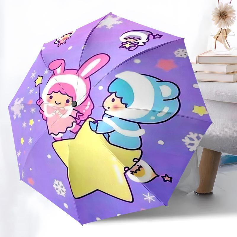 1pc Magical Starry Night Adventure: Cute Bunny & Bear Umbrella - Automatic Opening/Closing, Foldable Design, Outdoor Use, Festive Gift for Fans, Trave