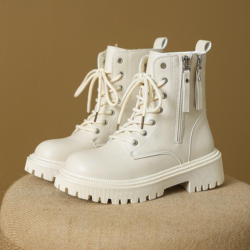 Women’s Winter Boots Casual Short Motorcycle Boots Girl Fashion Street Style Black Warm Ankle Boots with Fur Plus Size