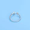 BELLA BOX Small Clear Imitation Pure Silver Black Four-leaf Clover Ring for Women, Student Japanese and Korean Version Jewelry