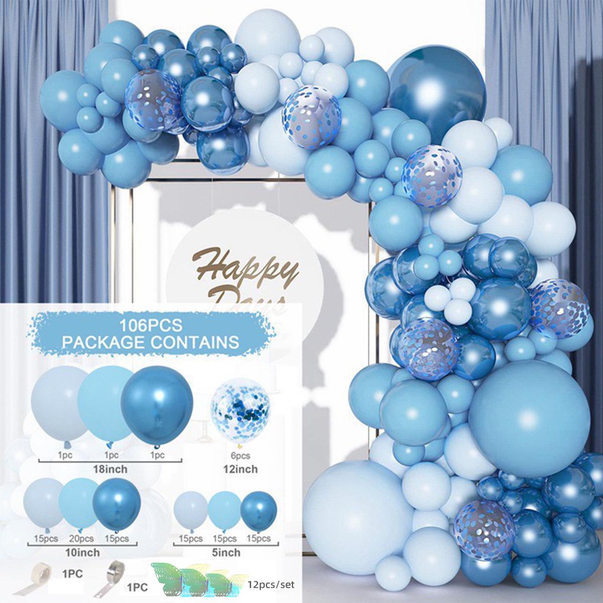 Blue Iridescent Butterfly Balloon Garland Set for Decoration