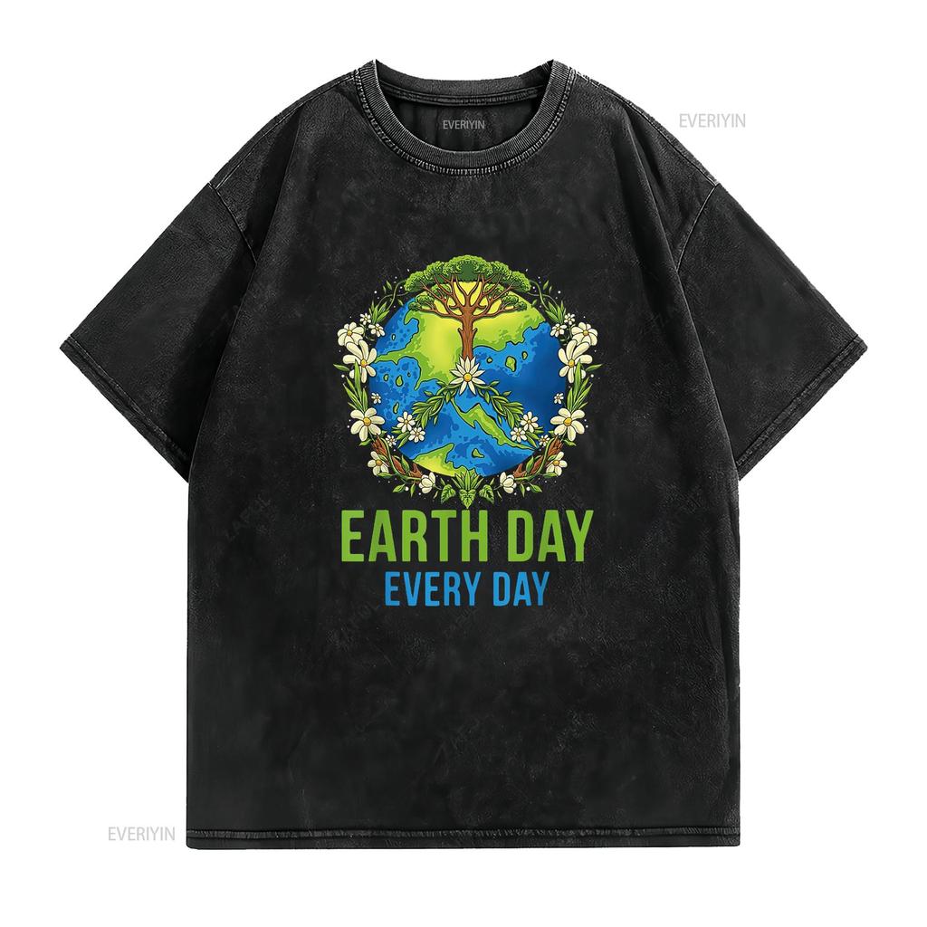 Womens Earth Day Every T Shirt For Kids vintage Washed Breathable graphic Slightly homme Versatile streetwear Soft Stretched