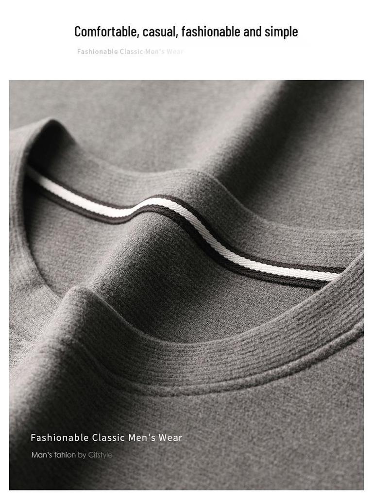 Men's Versatile Stretch Round Neck Base Layer T-shirt for Spring/Autumn