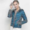 Women Ultra Light Down Jacket Whie Duck Down Hooded Jackets Long Sleeve Warm Slim Coat - DSW