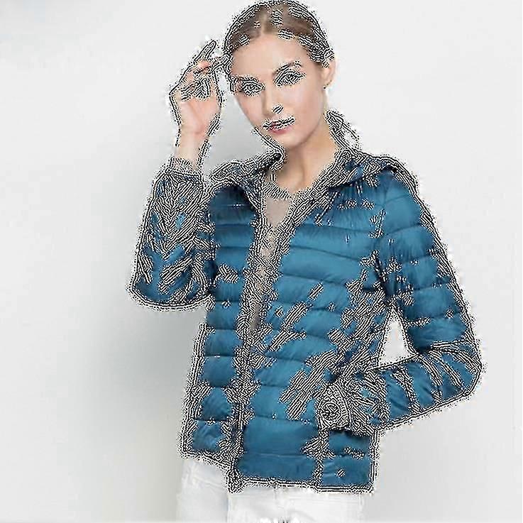 Women Ultra Light Down Jacket Whie Duck Down Hooded Jackets Long Sleeve Warm Slim Coat - DSW