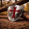 Handmade Steel Knight Templar Shield: Red Cross Crusader Armor Wall Hanging