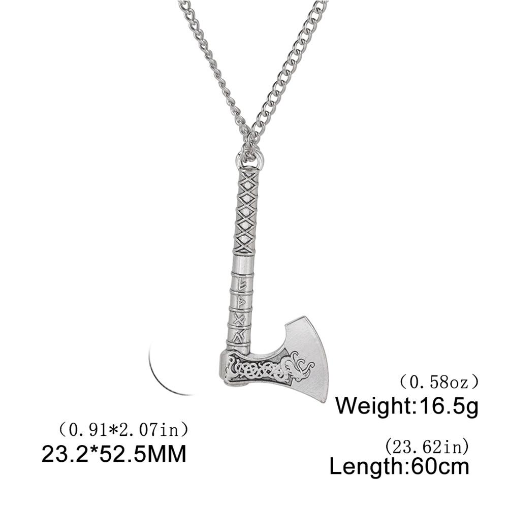Viking Axe Necklace for Men Norse Runes Compass Pendant Vintage Amulet Jewelry Male Boy Gifts