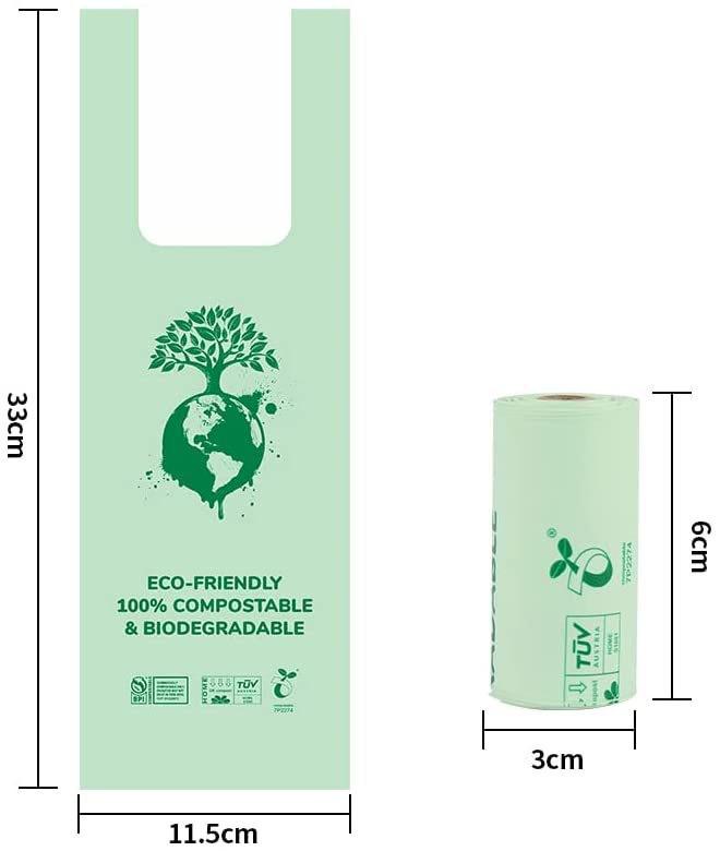 Corn Starch Pet Vest Handheld Poop Bags - PLA Compostable Garbage Bags