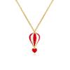S925 Sterling Silver Gold Plated Red Heart Clavicle Chain Hot Air Balloon Necklace - Japanese & Korean Design for Women