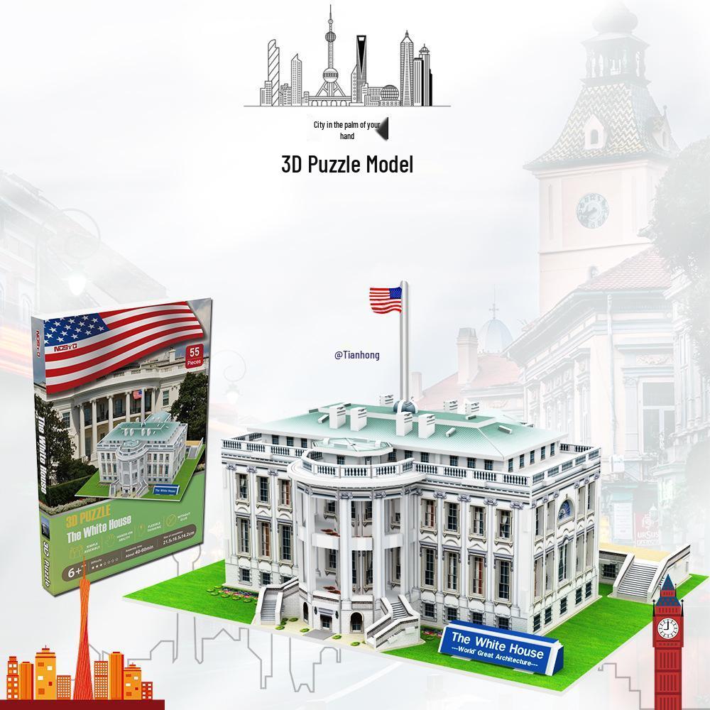 Large 3D World Architecture Puzzle - Handmade Cardboard Model for Children