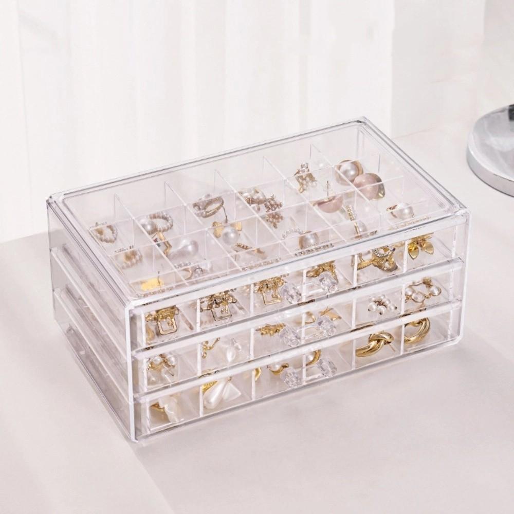 Large Capacity 72 Grids Jewelry Box Dustproof Jewelry Organizer  Dressing Table