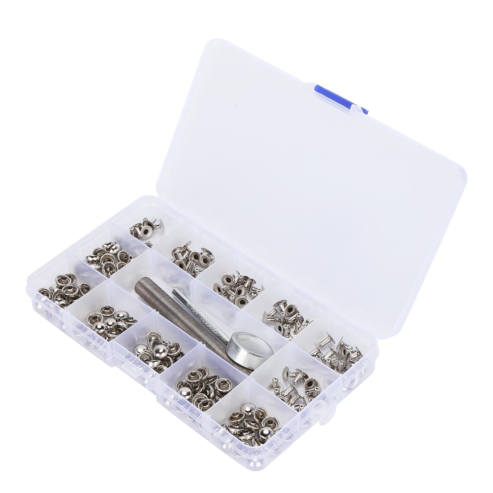 

100 Set Round Rivet Kit Metal Leather Stud with Tools for DIY Repair Decoration Craft