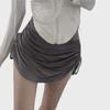 Pure Girlfriend Style Pleated High-Waist Skirt: Drawstring, Hip-Hugging, Figure-Flattering, Short & Trendy.
