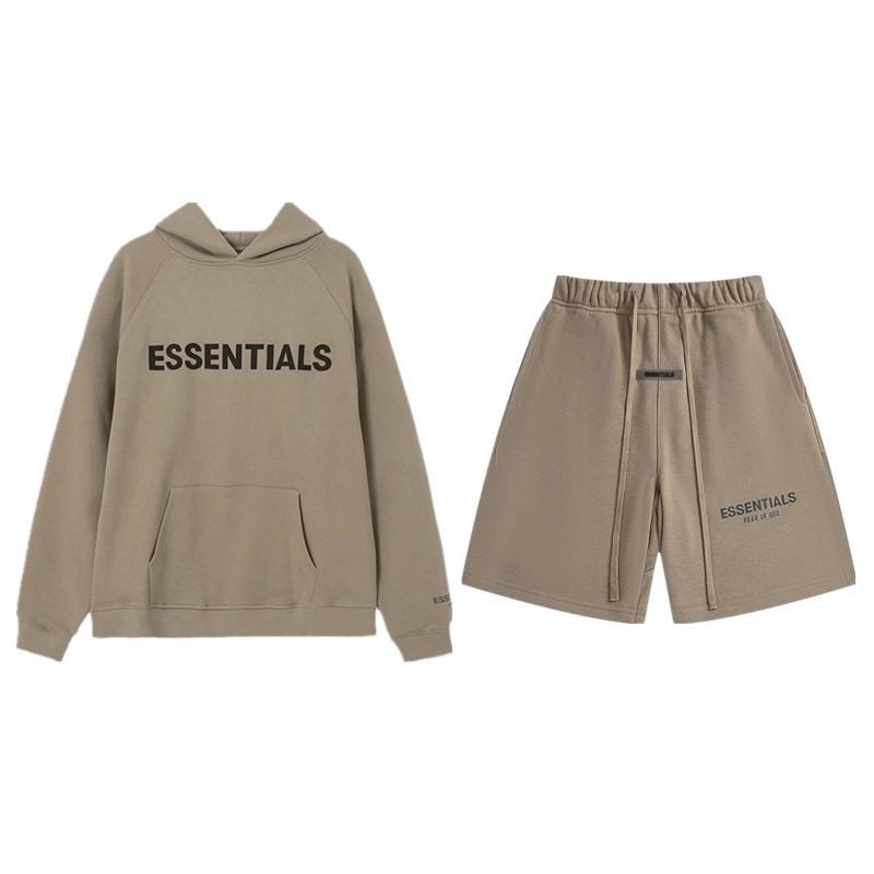 Mens Lightweight Hooded Cotton Terry Sweatshirt Shorts Set Casual Outfit