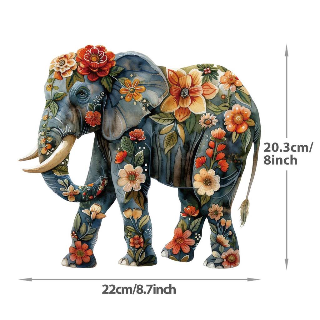 Iron On Patches Elephant With Flowers Diy Parches Ropa Clothes Stickers T-Shirt Hoodies Heat Press Appliqued Stickers For Cloth