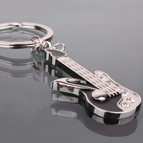 Smart Mini Guitar Pendant Rhinestone Key Ring Chain Keyring Keychain Gift