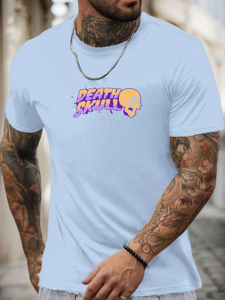 Short Sleeve TShirt Skull Mens 100 Cotton Pattern Printed Shirt Summer Round Neck Breathable Casual Fashion Cool Tee