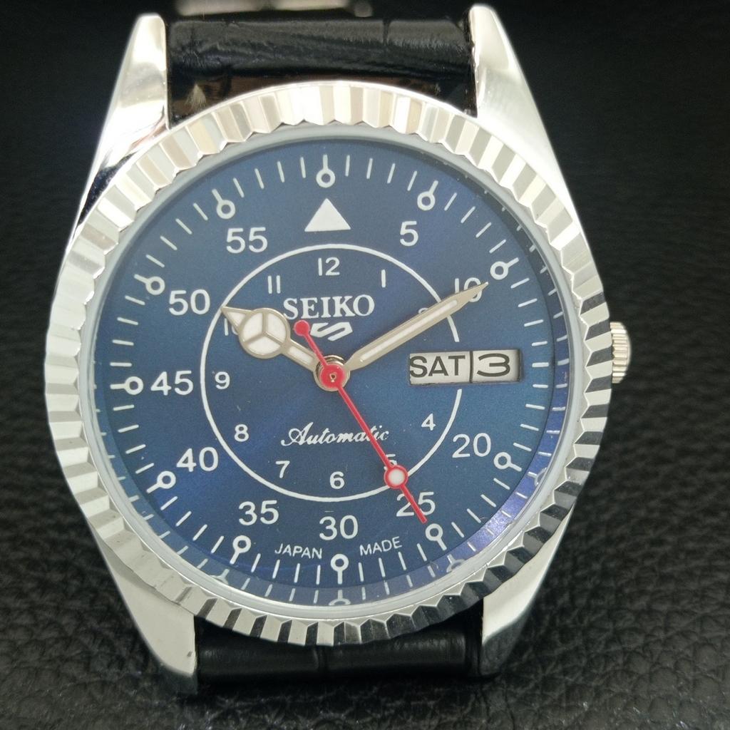 REFURBISHED SEIKO 5 AUTOMATIC 6309A VINTAGE JAPAN MENS BLUE DIAL WATCH a442924-1
