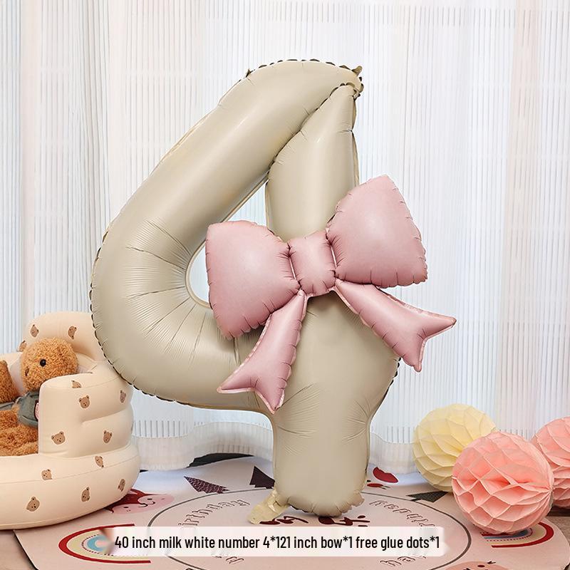 40-Zoll Cremeweiße Matte Zahlenballons - Geburtstagsfeier Dekorationen