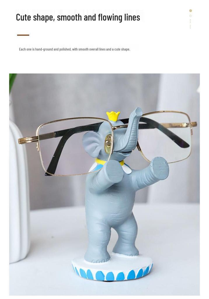Elephant Eyeglass Holder Resin Stand - Children's Desktop Ornament & Gift