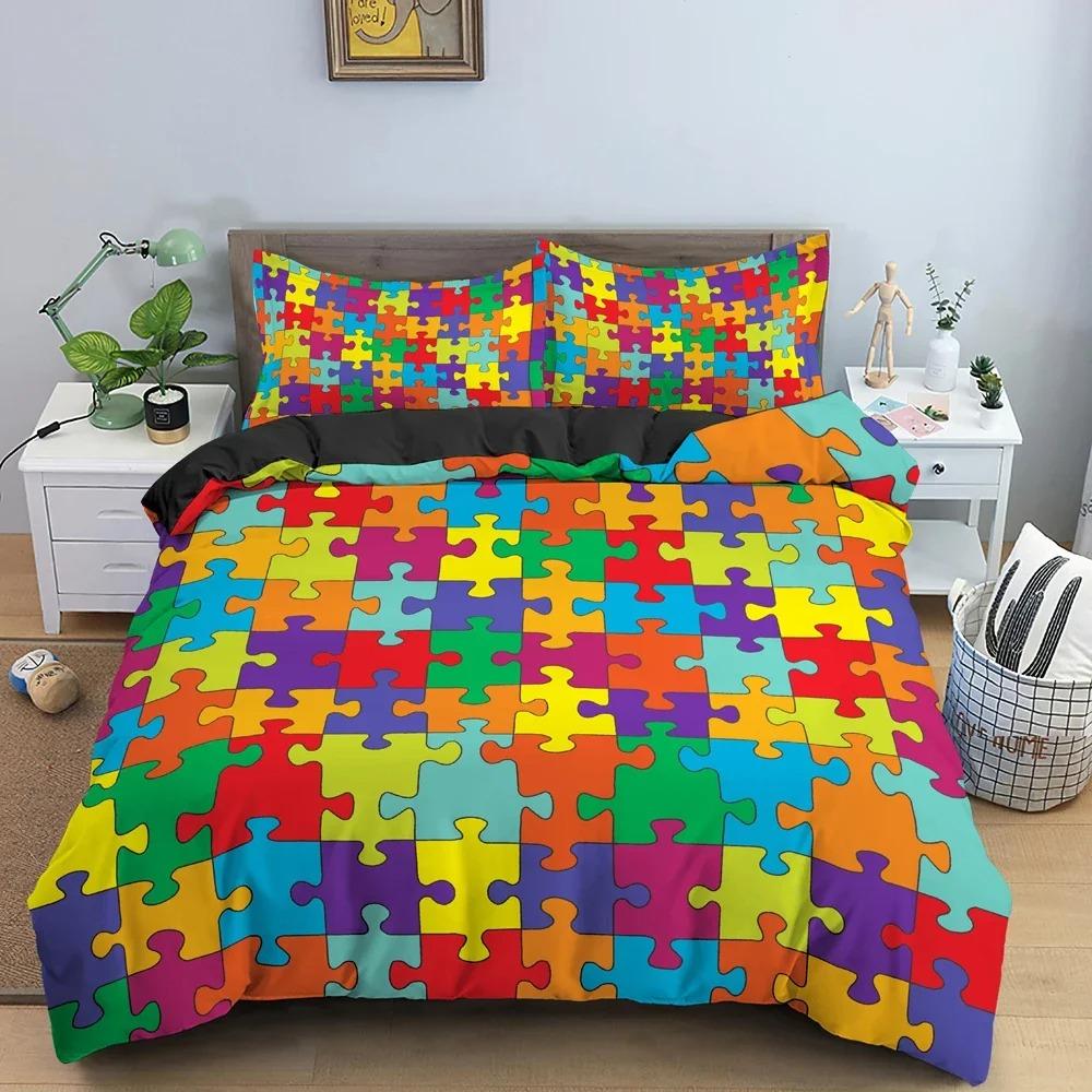 3D Print Duvet Cover Colorful Puzzle Pattern Quilt Covers For Children Single Twin Queen King Bedding Set Home Textile