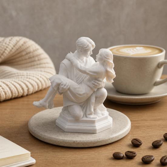 3D Printed Couple Sculpture, Kneeling Princess Carry Figurine, Romantic Art Resin Desk Decor, Unique Anniversary Birthday Gift for Couples, Fitness