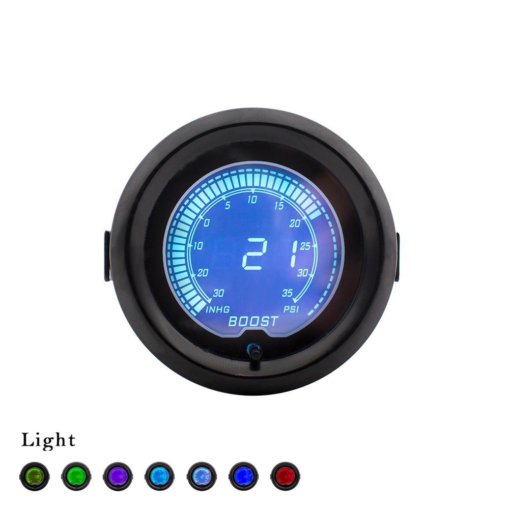 2" 52mm Car 7 Color LED Digital Turbo Boost Vacuum Pressure Gauge Meter 35 Psi